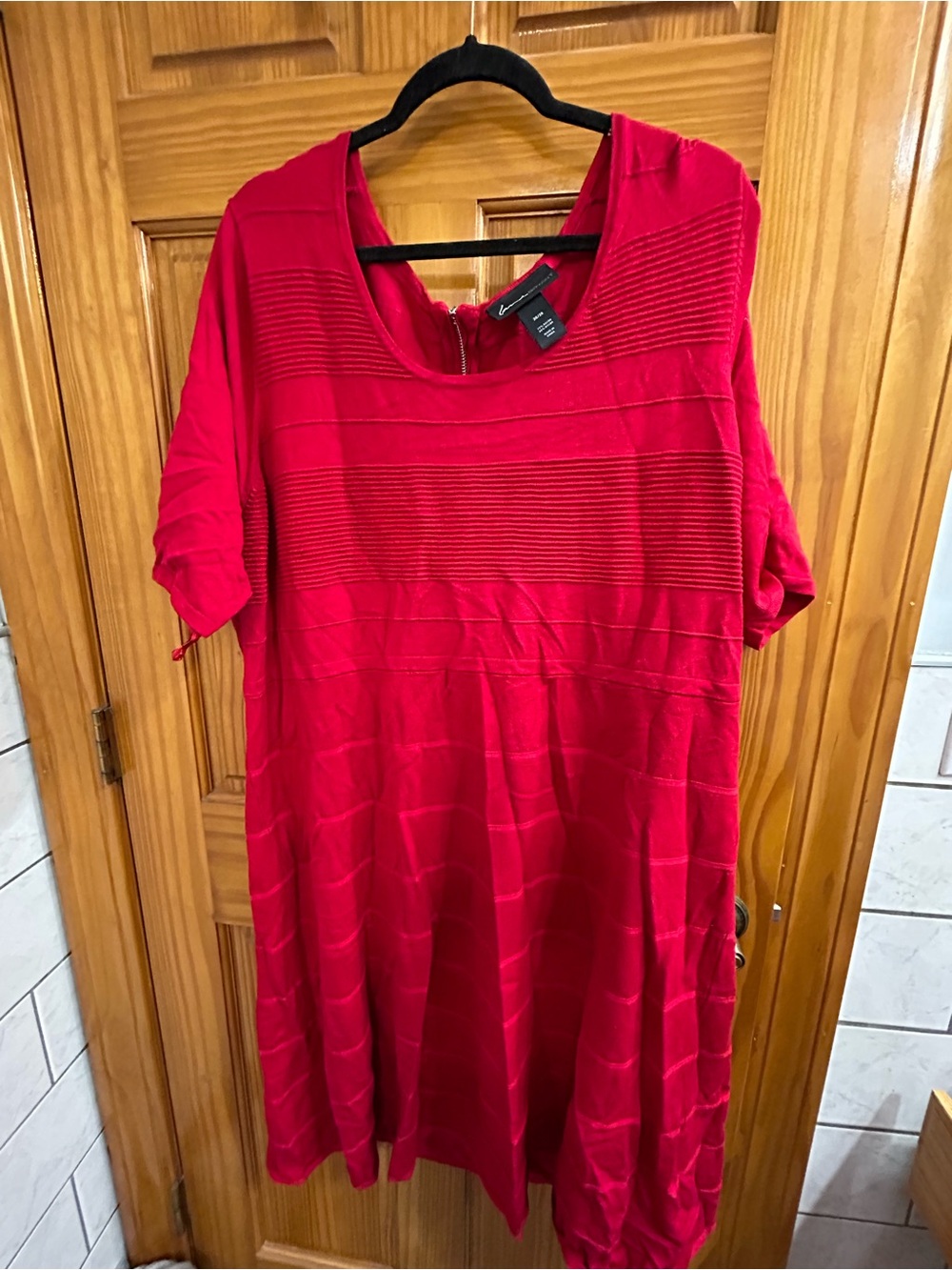 Lane Bryant Red Textured Midi Dress
